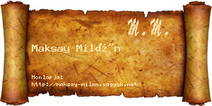 Maksay Milán névjegykártya