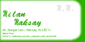 milan maksay business card